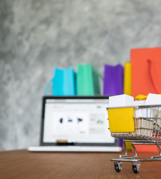 laptop and shopping bags, online shopping concept laptop and shopping bags, online shopping concept.